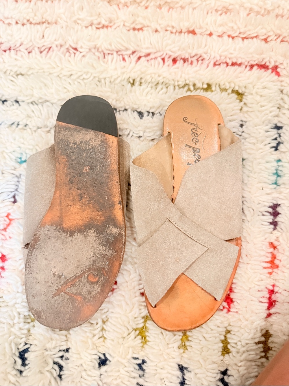 Free People Taupe Suede Crisscross Slide Sandals
